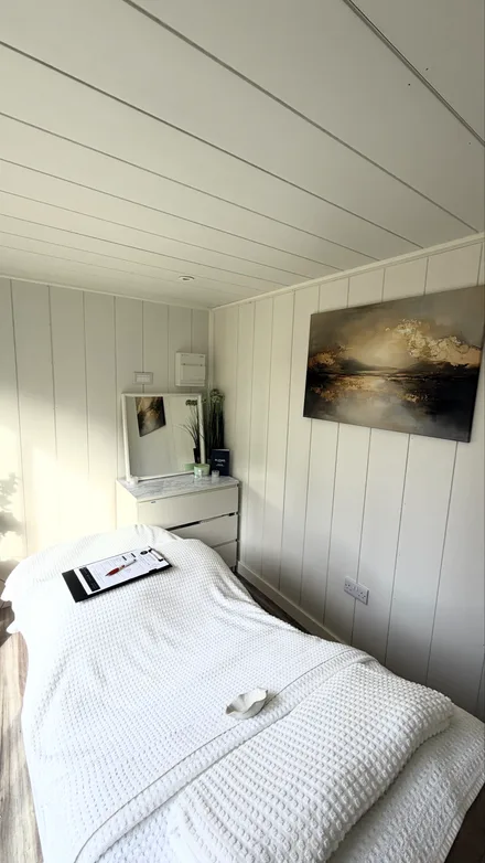 The massage table, made up and waiting.